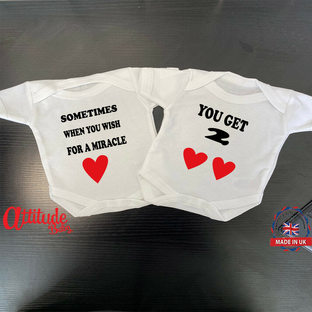 Twins-Plain White Baby Grows-Printed-Sometimes When You Wish-Twins Baby  Clothes - Funny Baby Grows-Rock Band Baby Grows-Attitude Baby UK