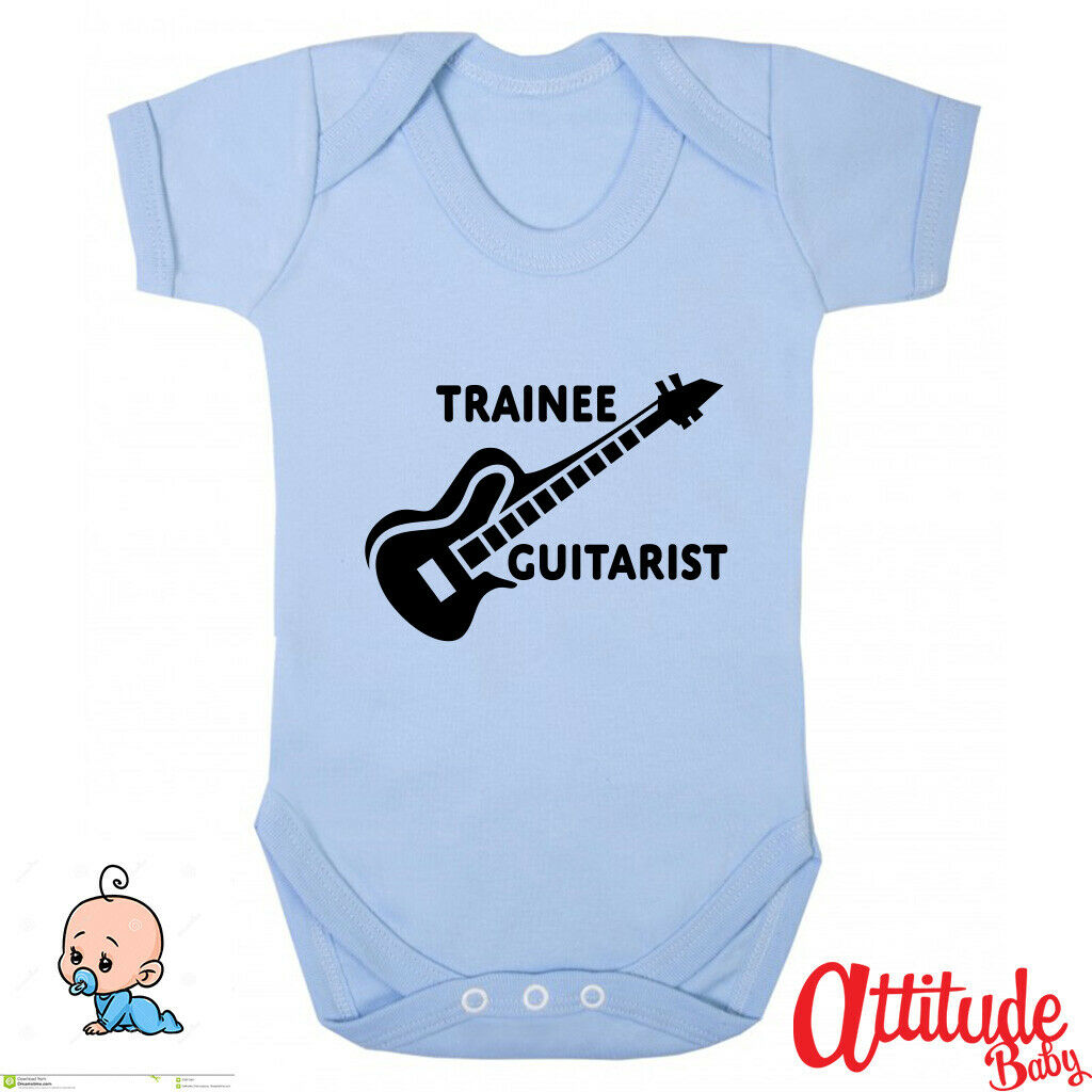 Funny Baby Grows-Printed-Trainee Guitarist-Guitar Baby Grows-Rock Baby  Clothes - Funny Baby Grows-Rock Band Baby Grows-Attitude Baby UK