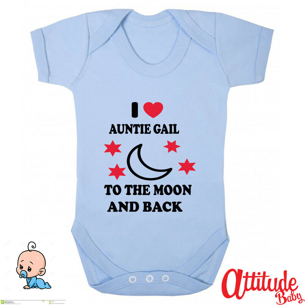 Funny Baby Grows-Personalised-I Love Aunty Name To The Moon And Back-Baby  Shower - Funny Baby Grows-Rock Band Baby Grows-Attitude Baby UK